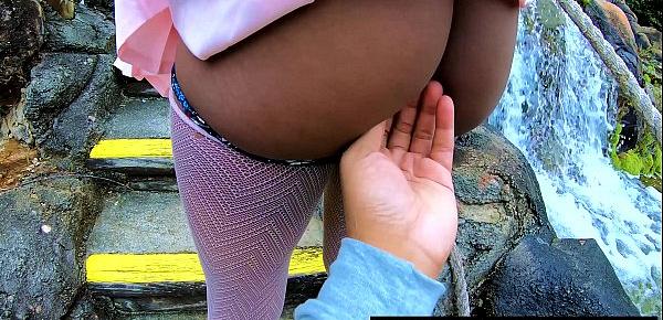  Msnovember In 4k HD Erotic Slow Motion Ass Flash Standing Outdoor Near Water Fall Pulling Upskirt In Public Getting Her Pretty Booty Grabbed Wearing Pink Short Skirt With Black Thong Pulled Down Sheisnovember